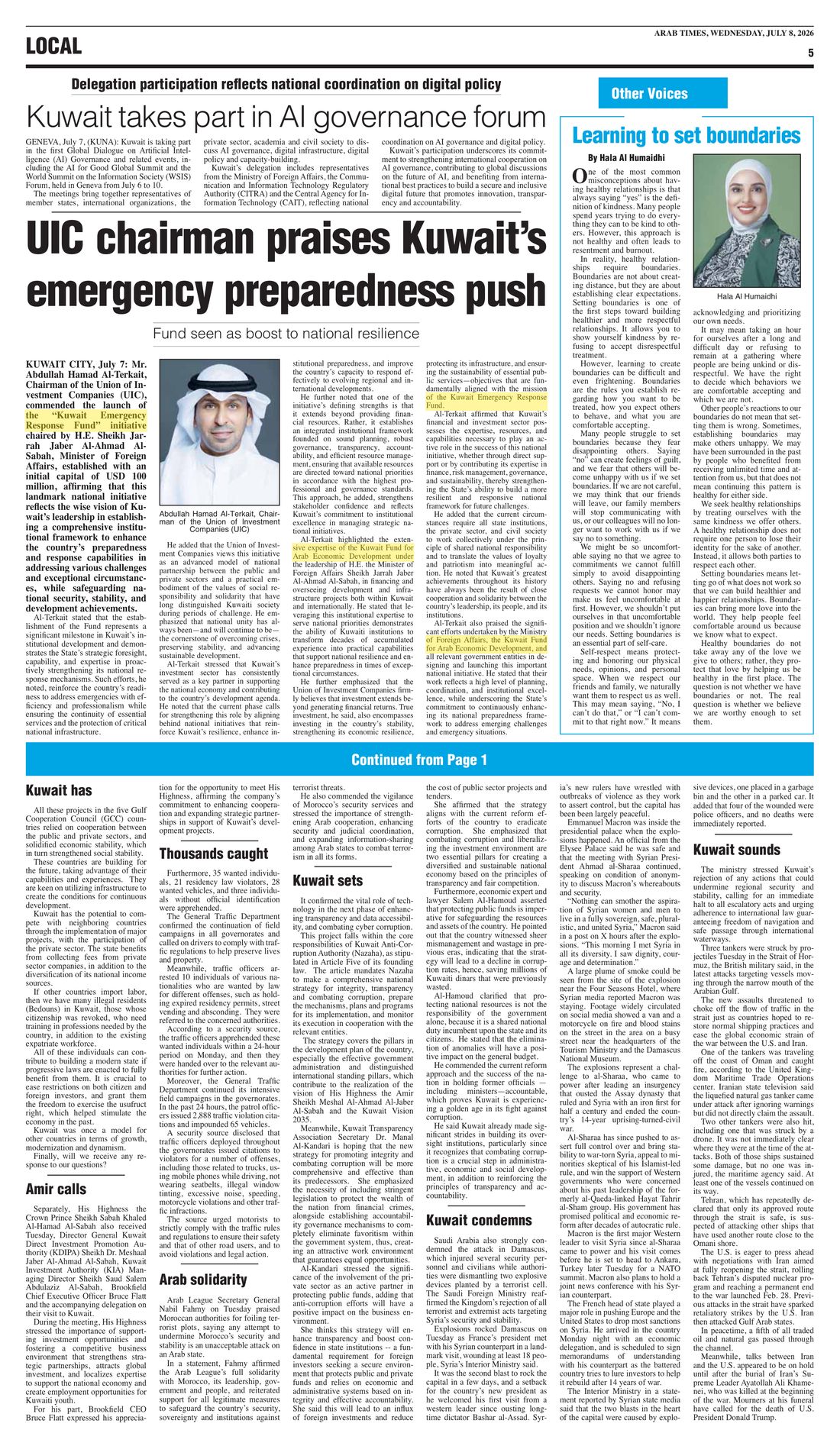 Arab Times clipping