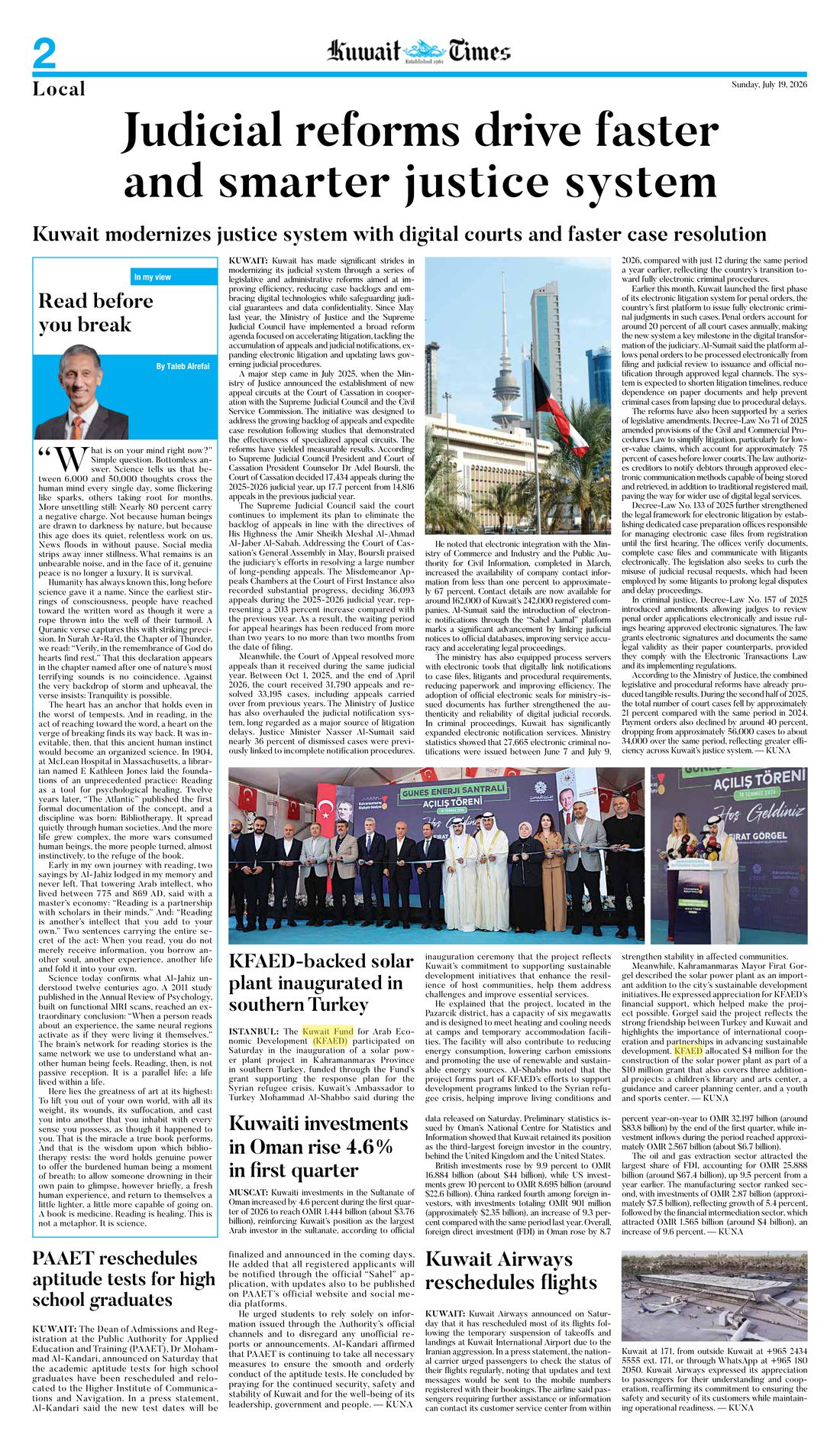 Kuwait Times clipping