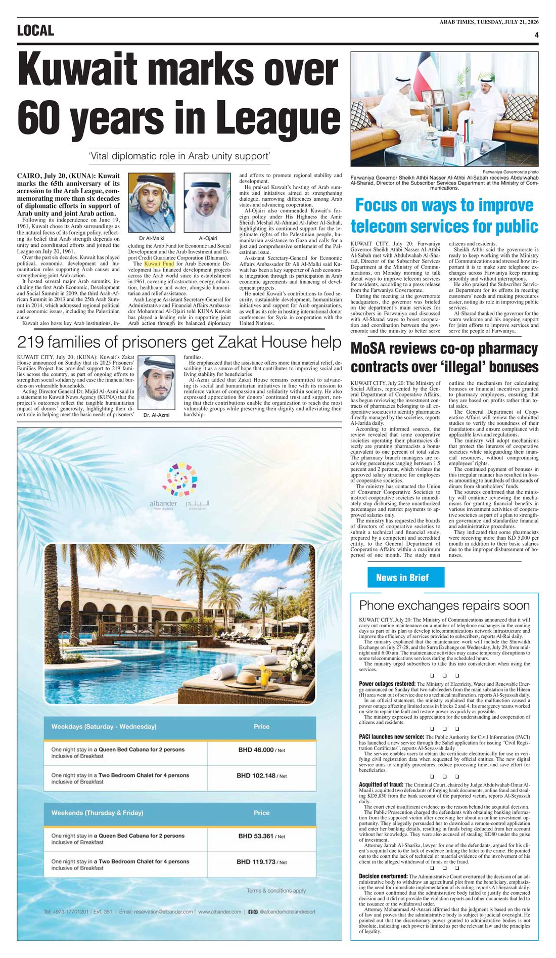 Arab Times clipping