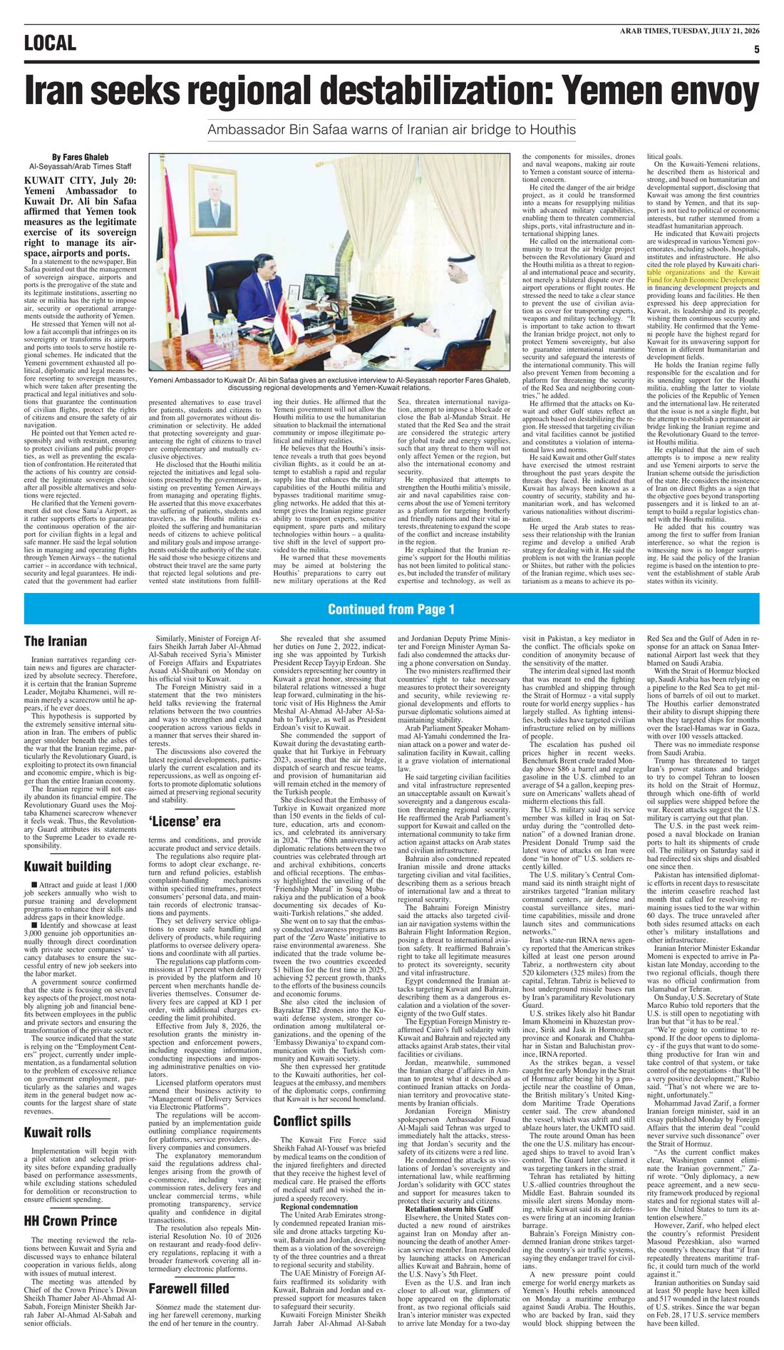 Arab Times clipping