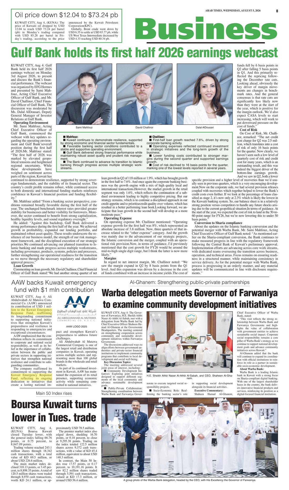 Arab Times clipping
