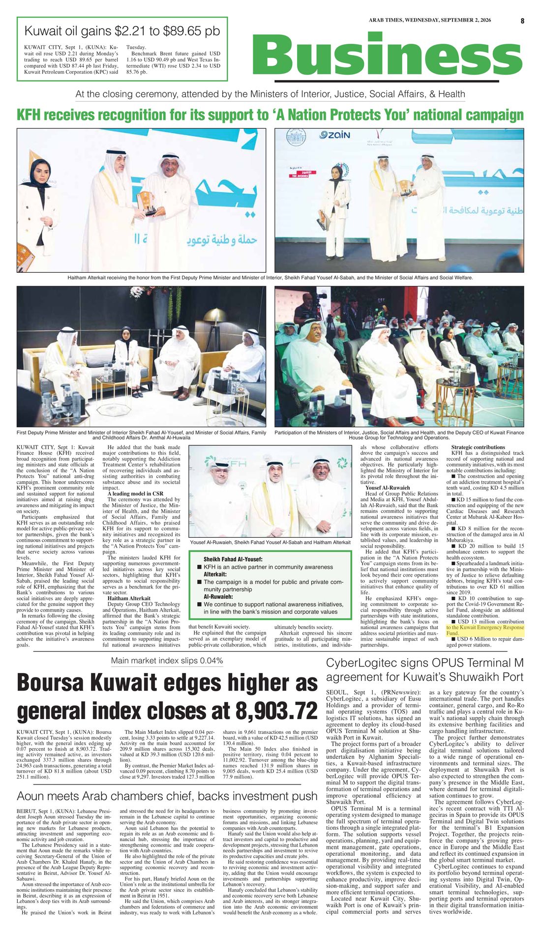 Arab Times clipping