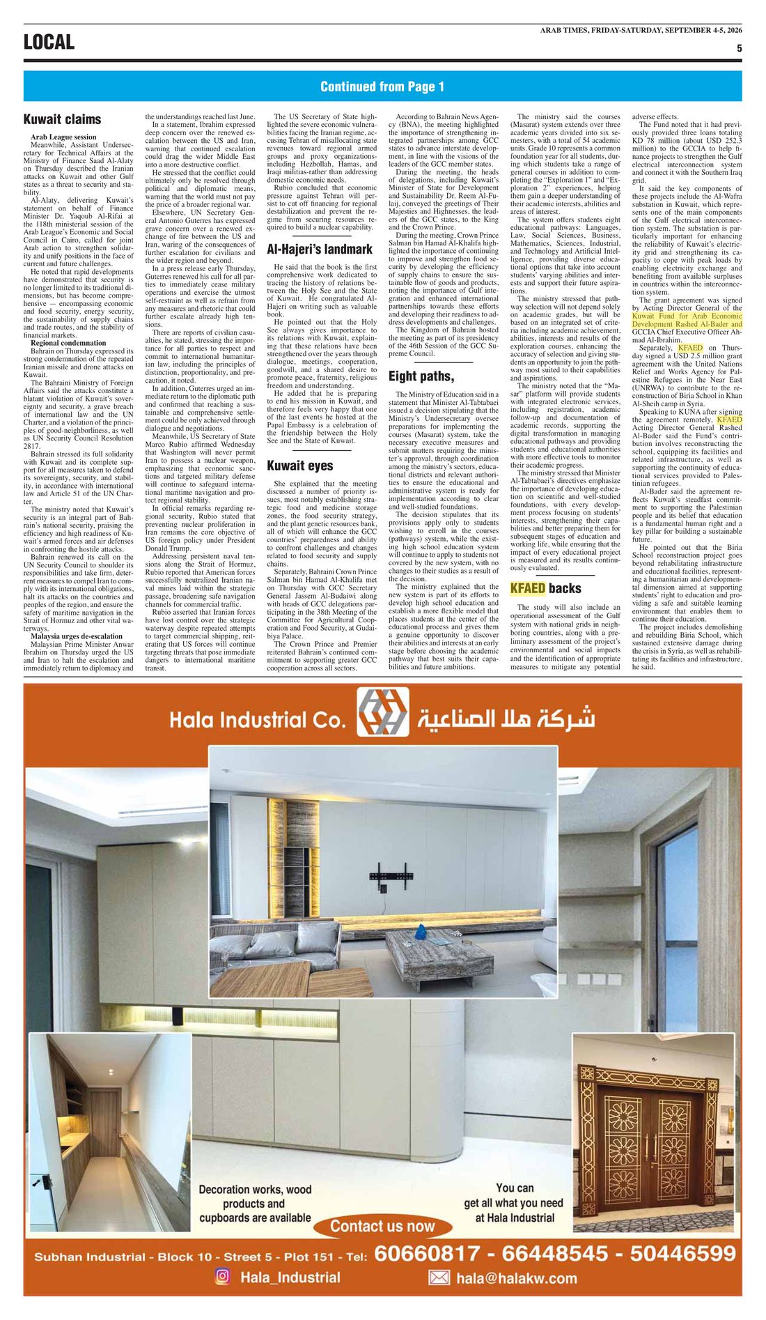 Arab Times clipping