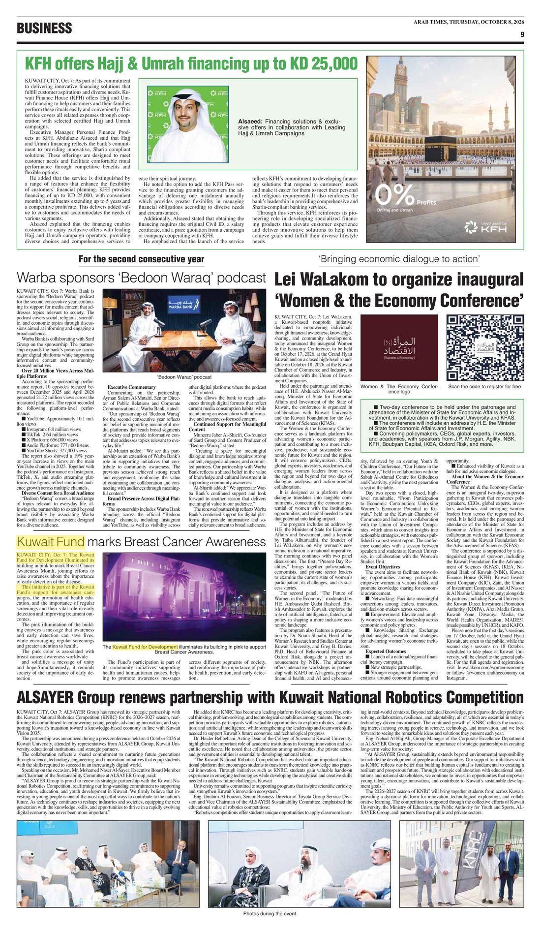 Arab Times clipping