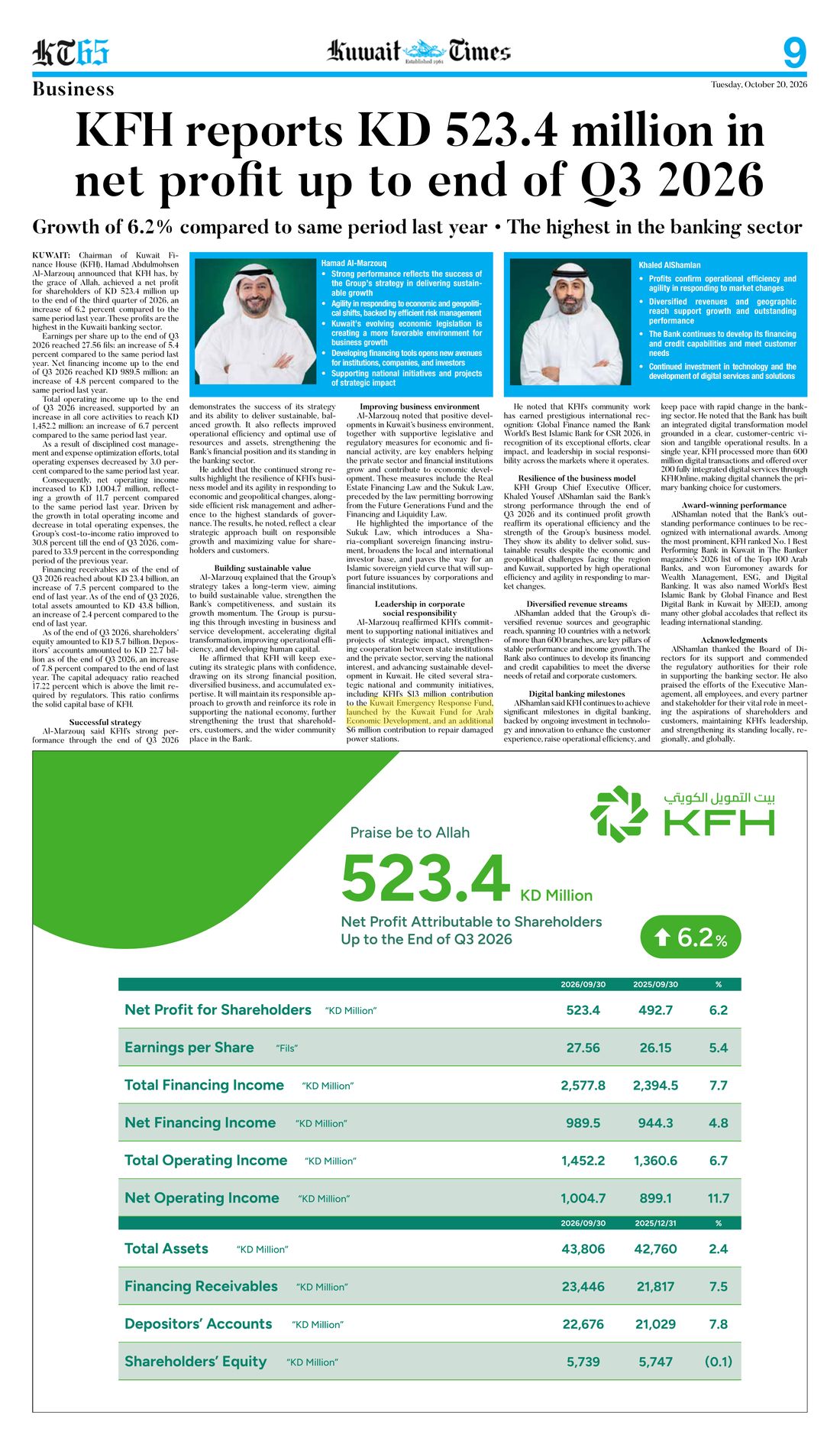 Kuwait Times clipping