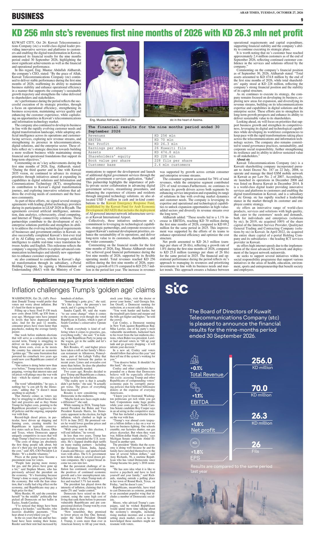 Arab Times clipping